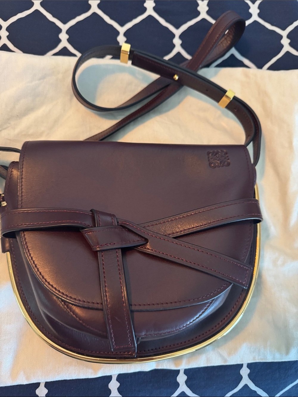Loewe Deep burgundy Gate Small Leather Crossbody Bag